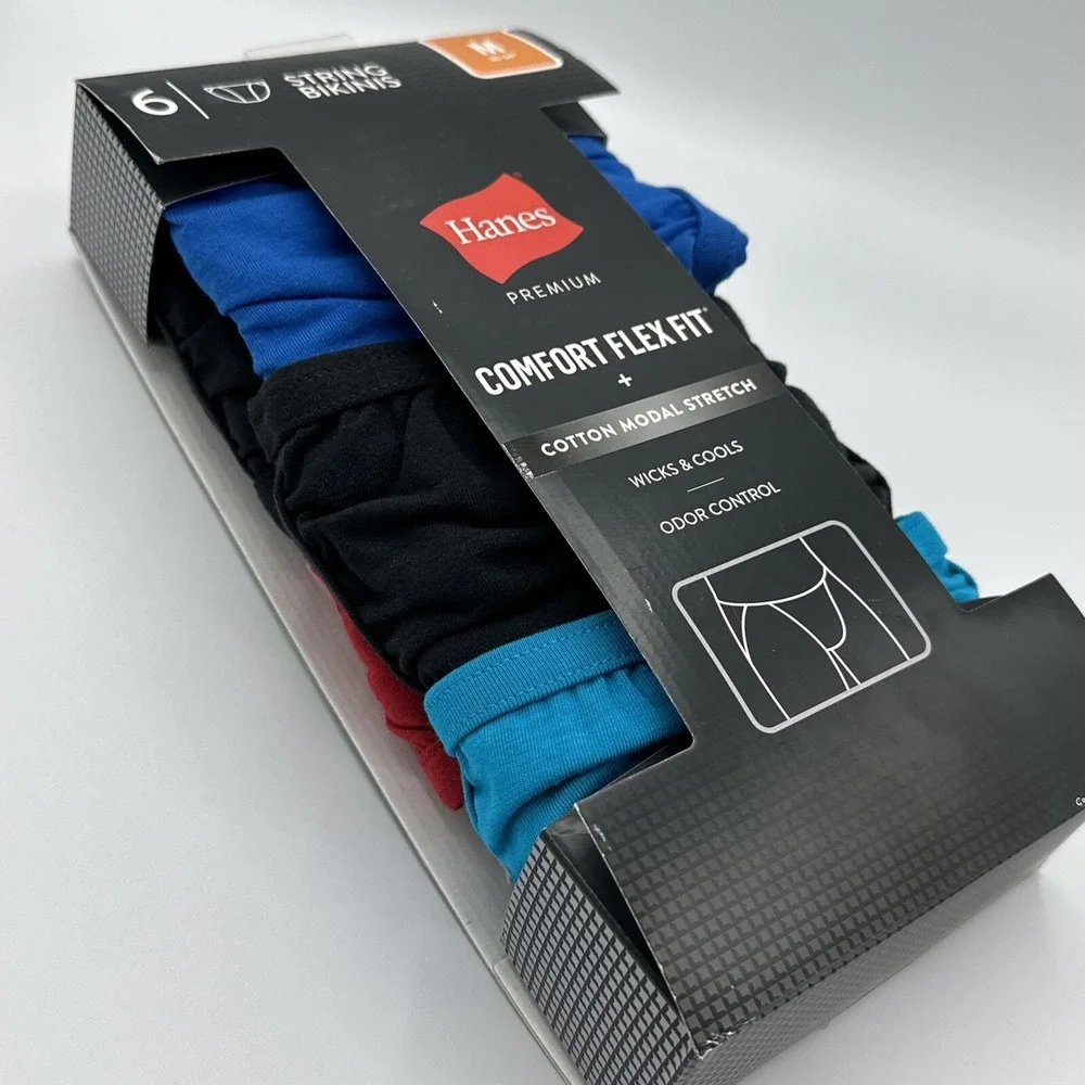 Hanes Comfort Flex Fit Men's String Bikini 6 Pack Medium Discontinued 9CFFS6 New